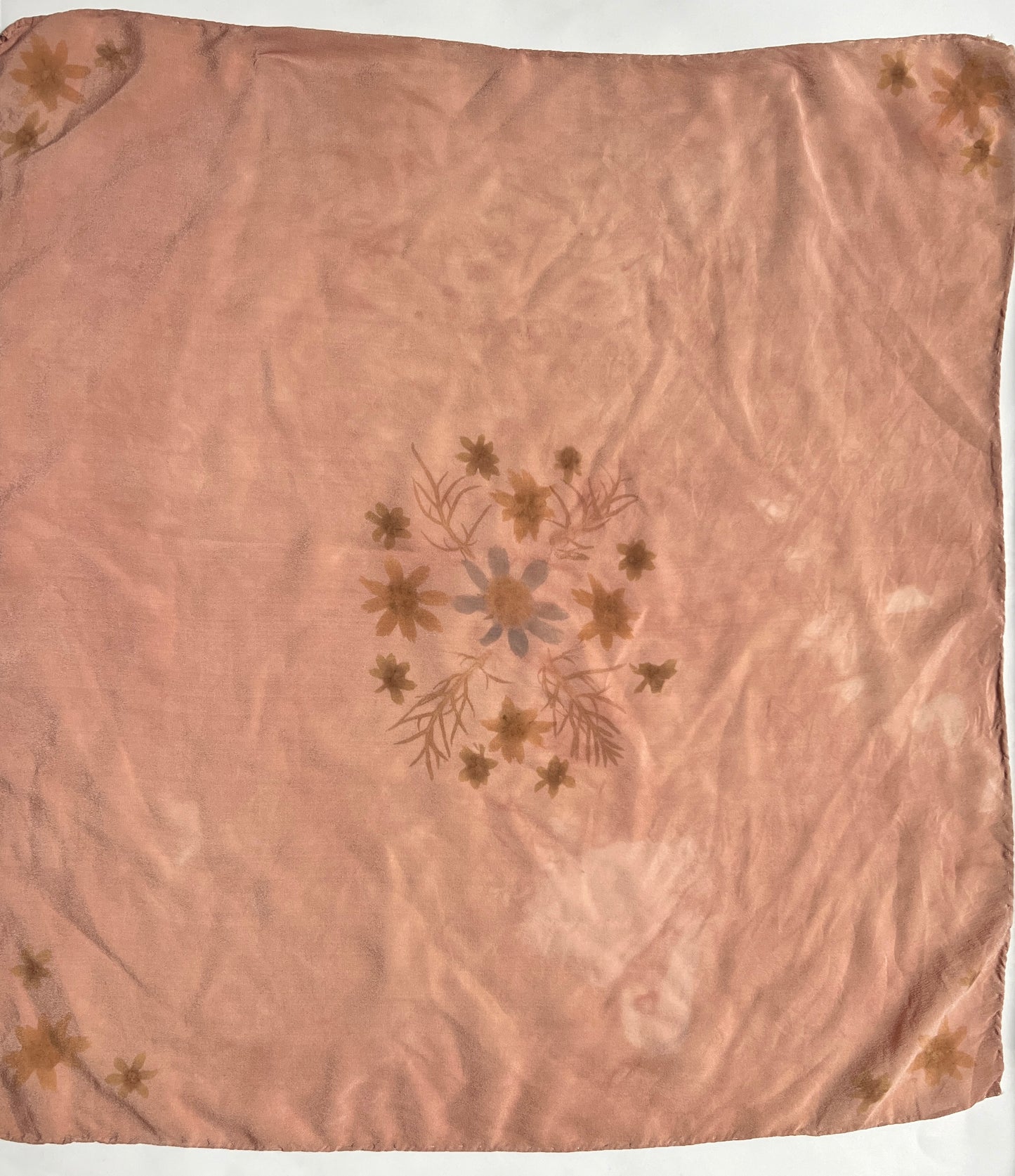 Flower Printed & Avocado Dyed Silk Scarf