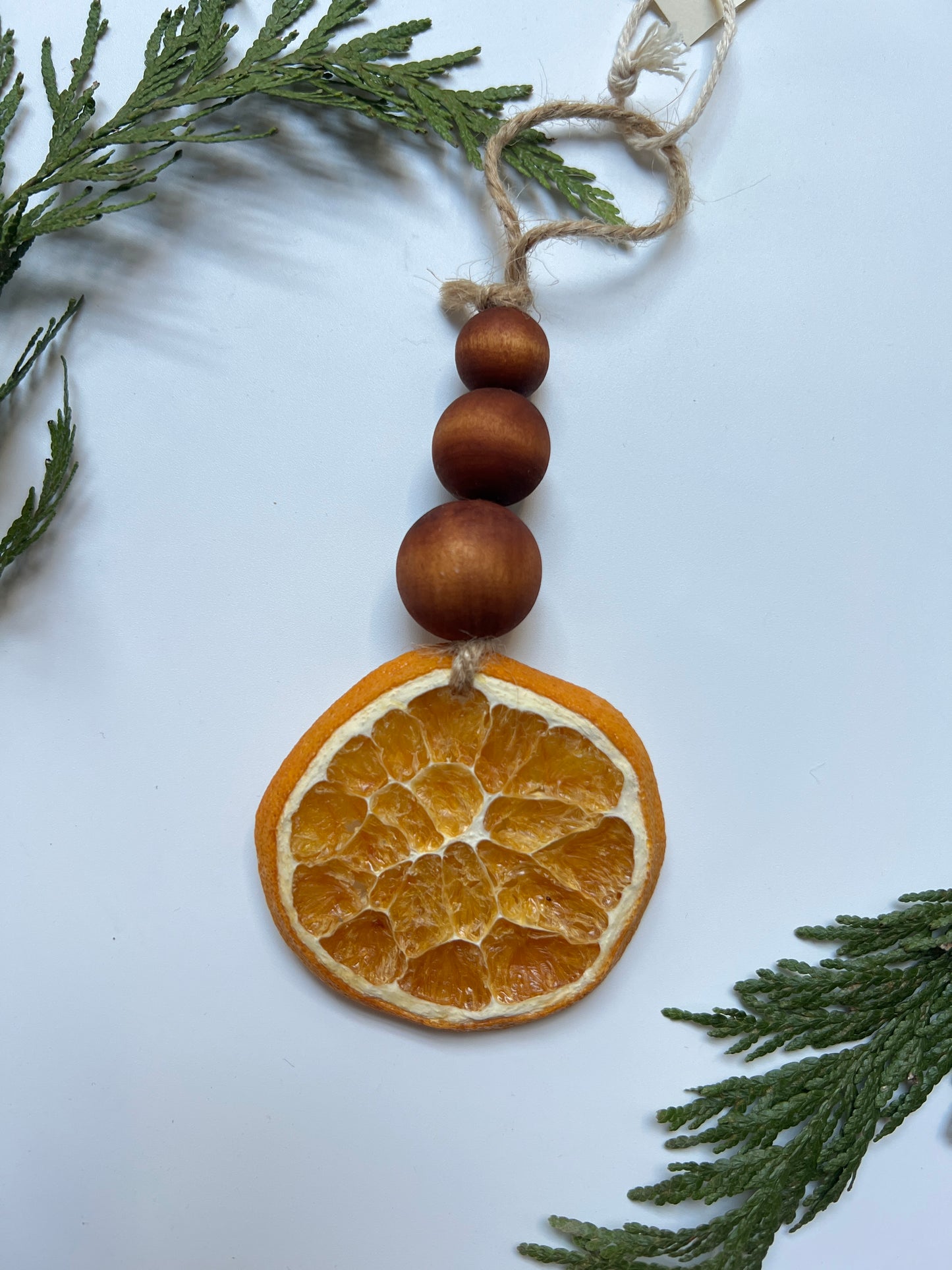 Cutch Wood Bead + Dried Orange Ornament
