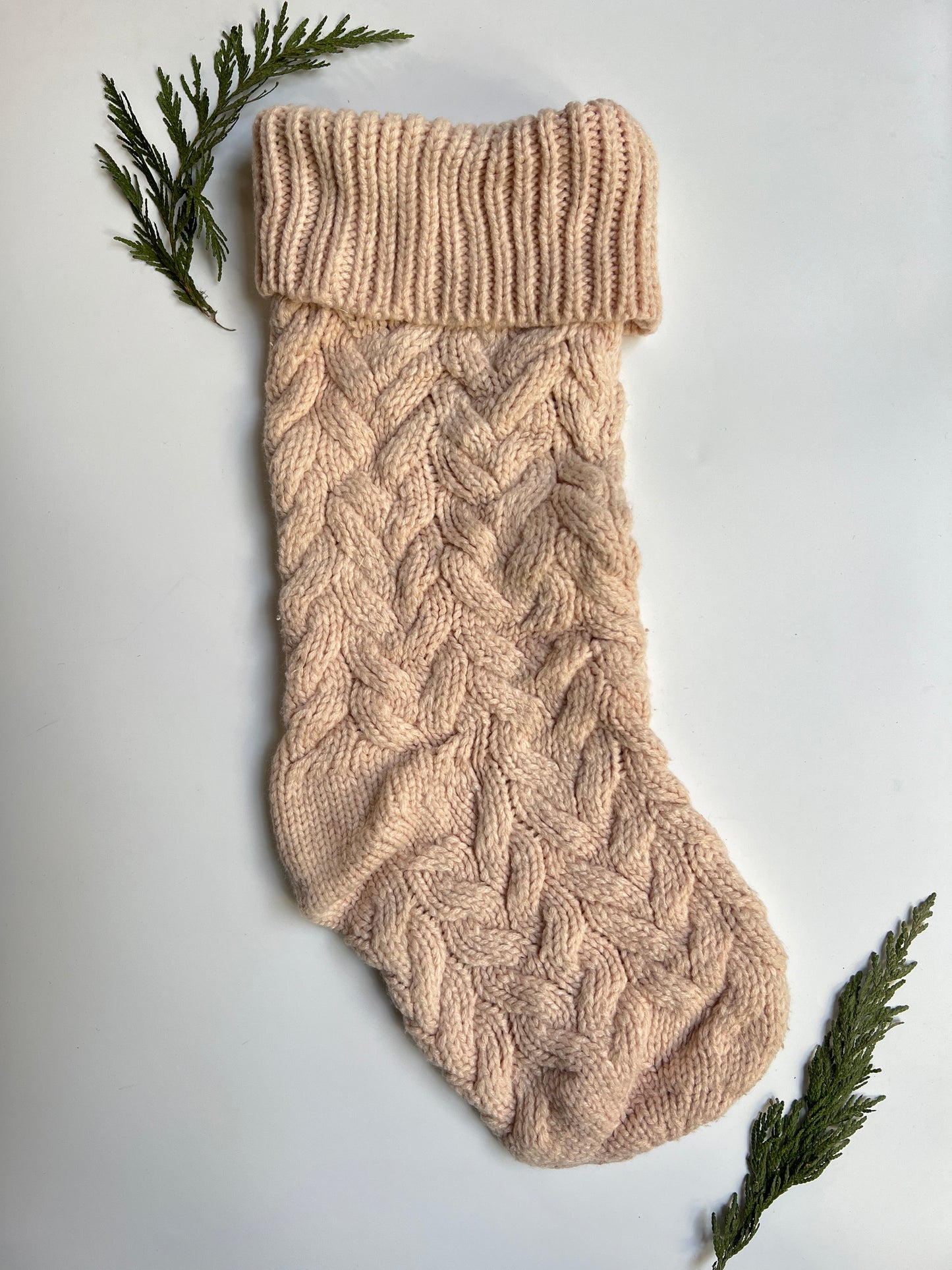 Avocado Cable Knit Christmas Stocking
