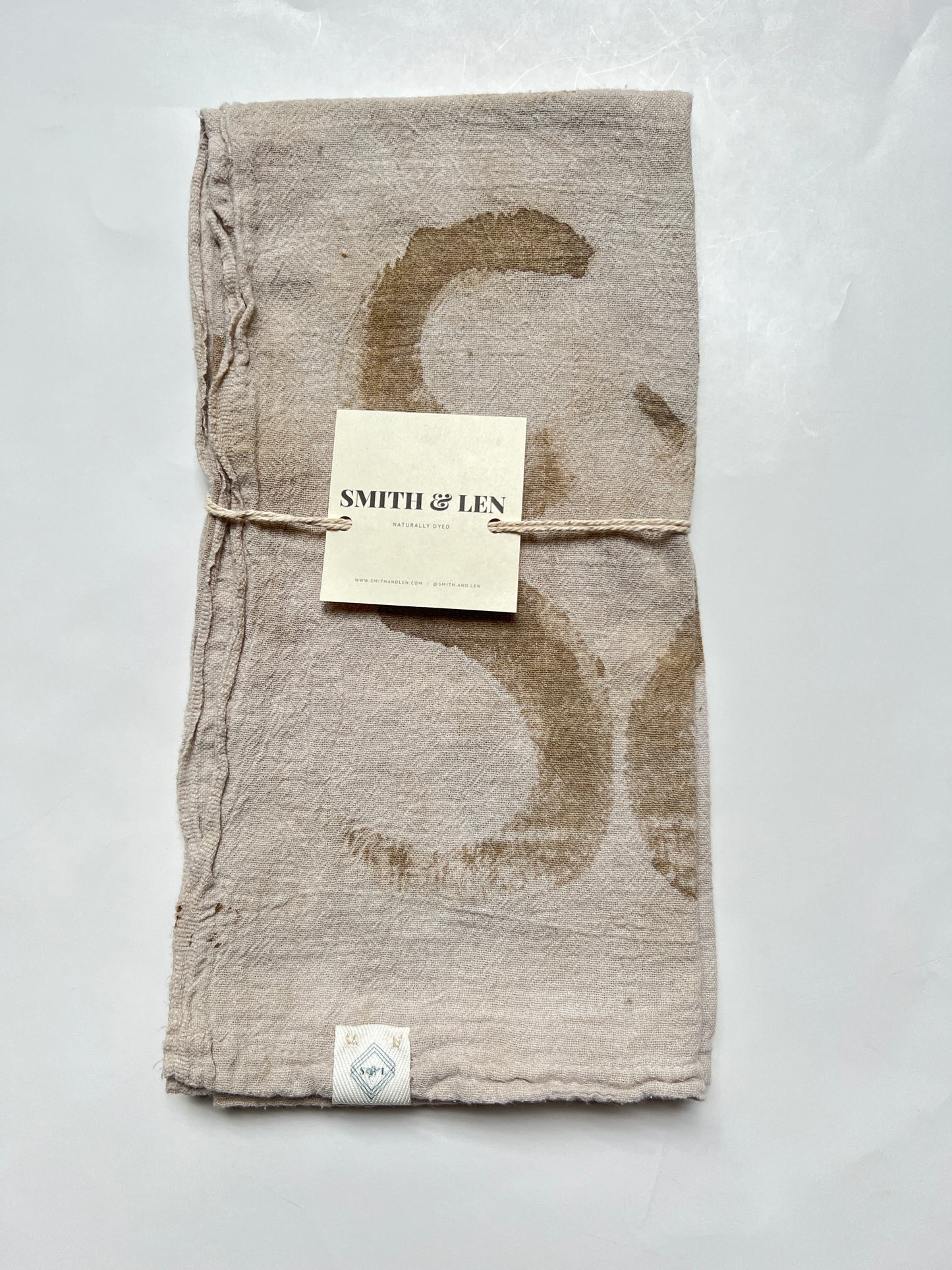 Painted Marigold + Iron Hand Towel {sustainable wrapping}