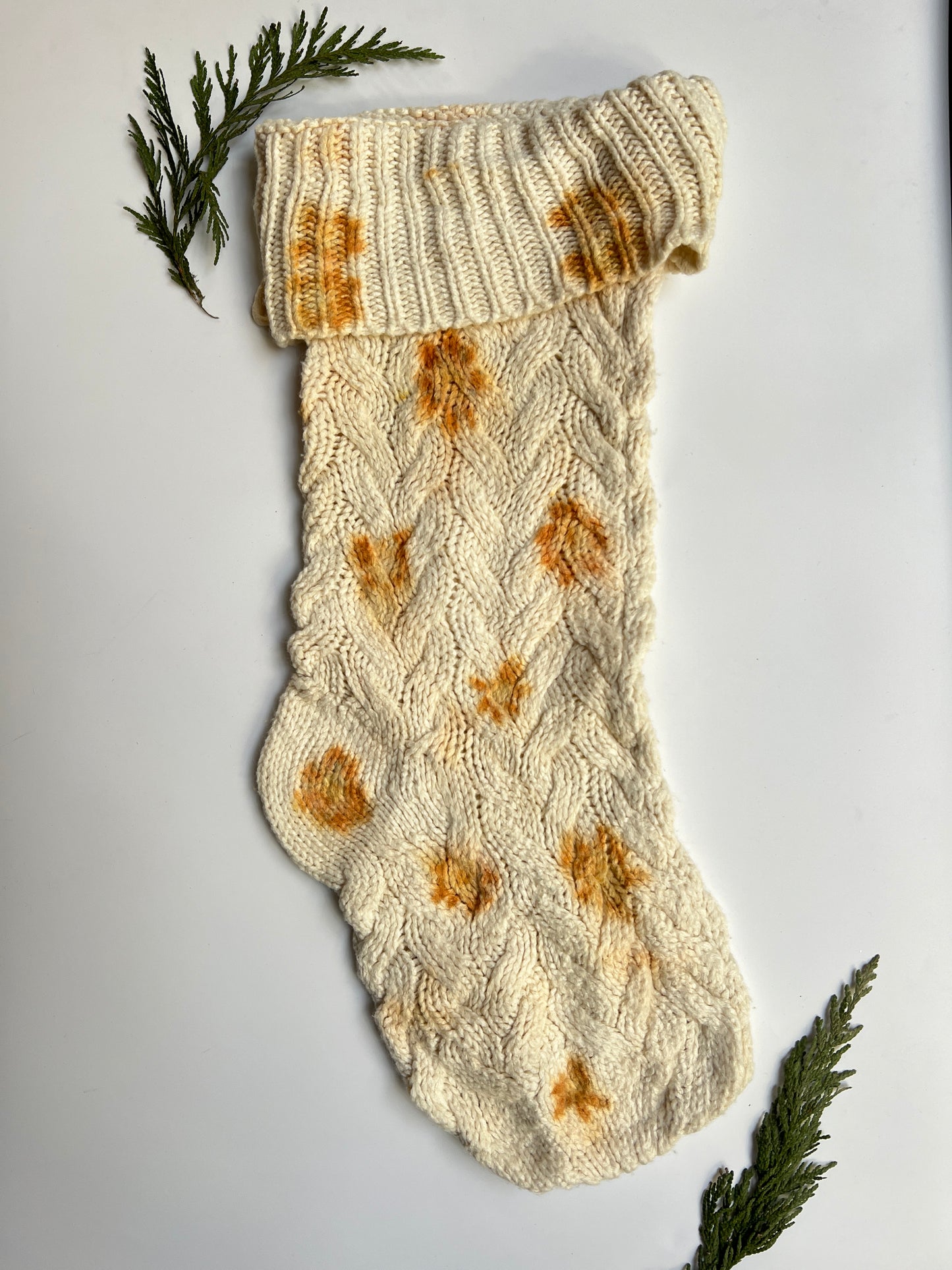 Slouchy Coreopsis Flower Printed Cable Knit Christmas Stocking