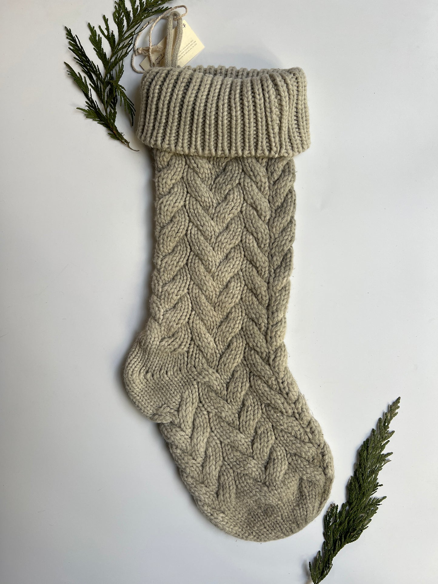 Pomegranate + Iron Cable Knit Christmas Stocking