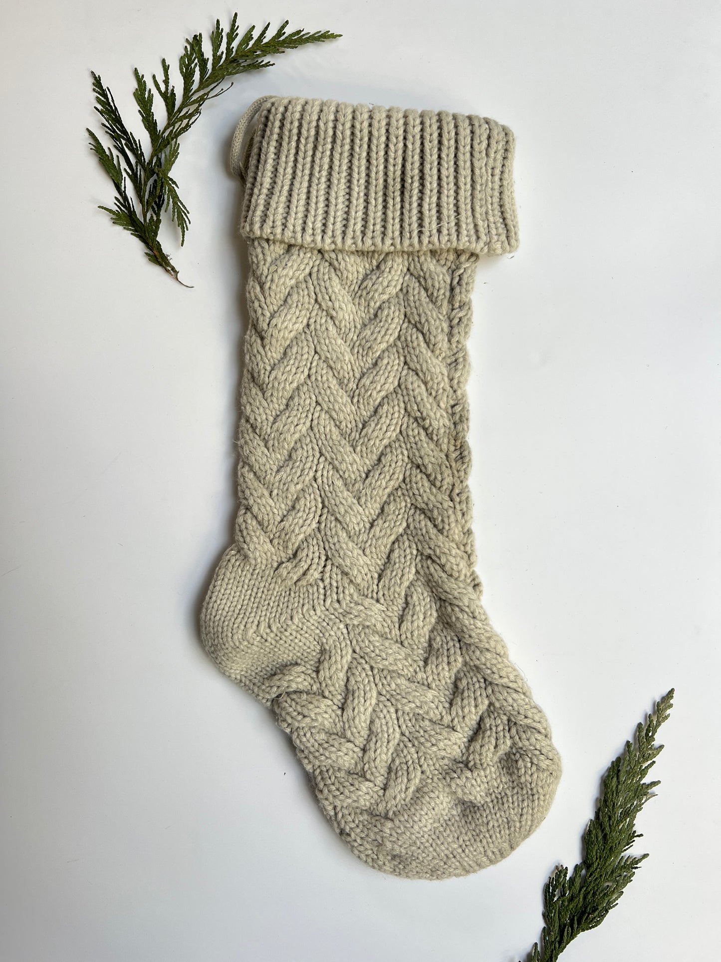 Pomegranate + Iron Cable Knit Christmas Stocking