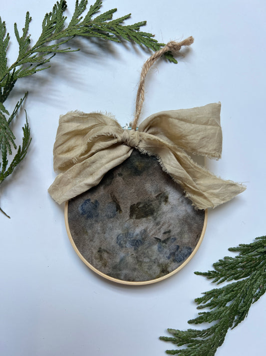 Sage + Dark Naturally Dyed Circle Ornament