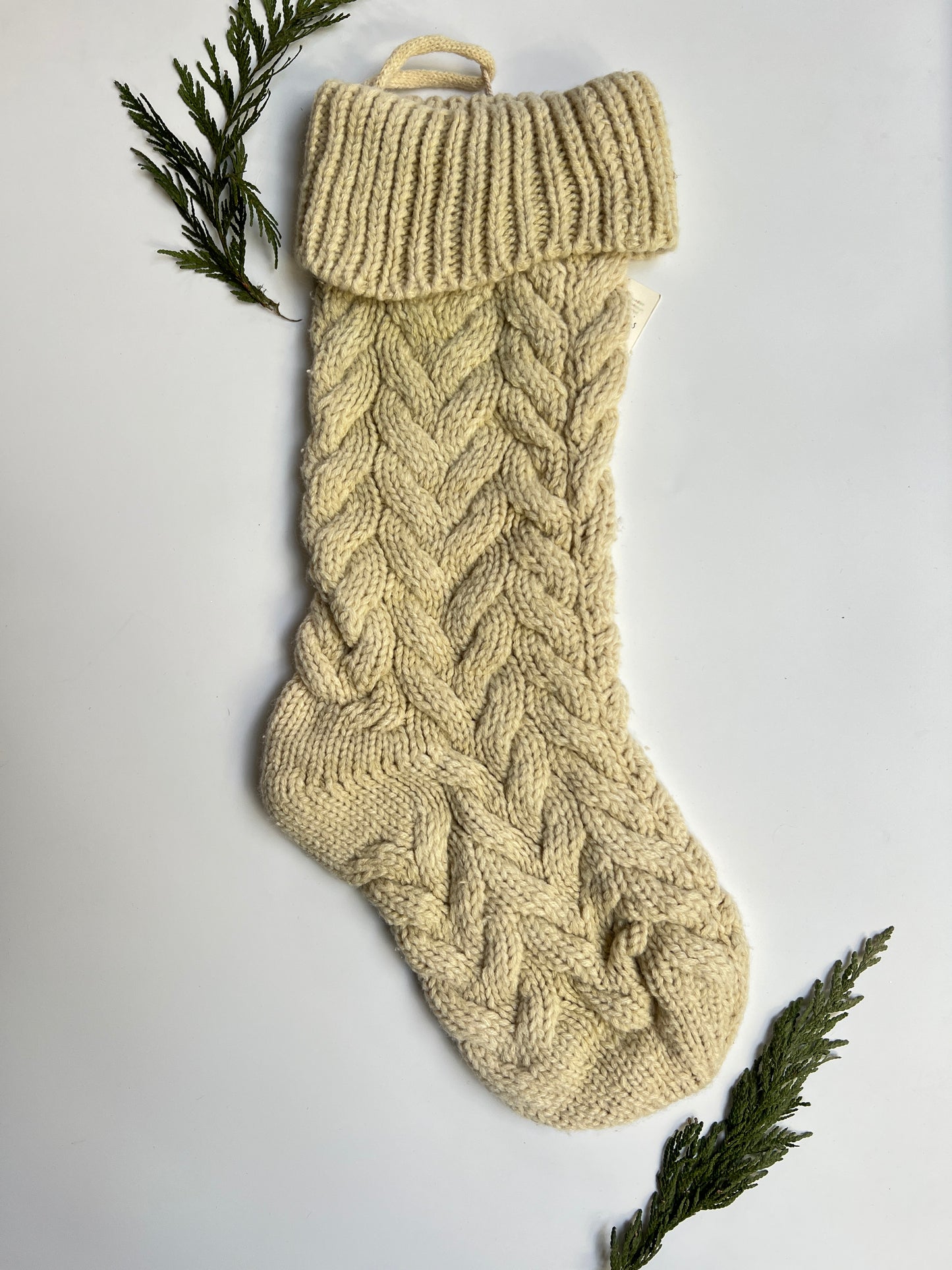 Onion Skins Cable Knit Christmas Stocking