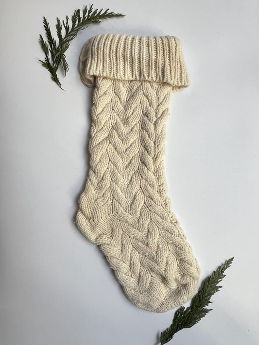 Coffee Cable Knit Christmas Stocking