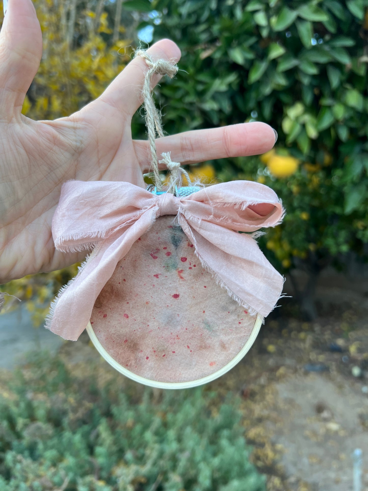 Pink Naturally Dyed Circle Ornament