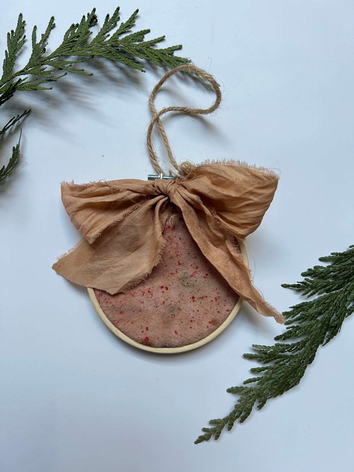 Rust + Pink Naturally Dyed Circle Ornament