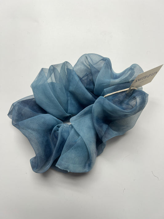 Oversized Deep Indigo Organza Scrunchie