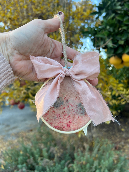 Pink Naturally Dyed Circle Ornament