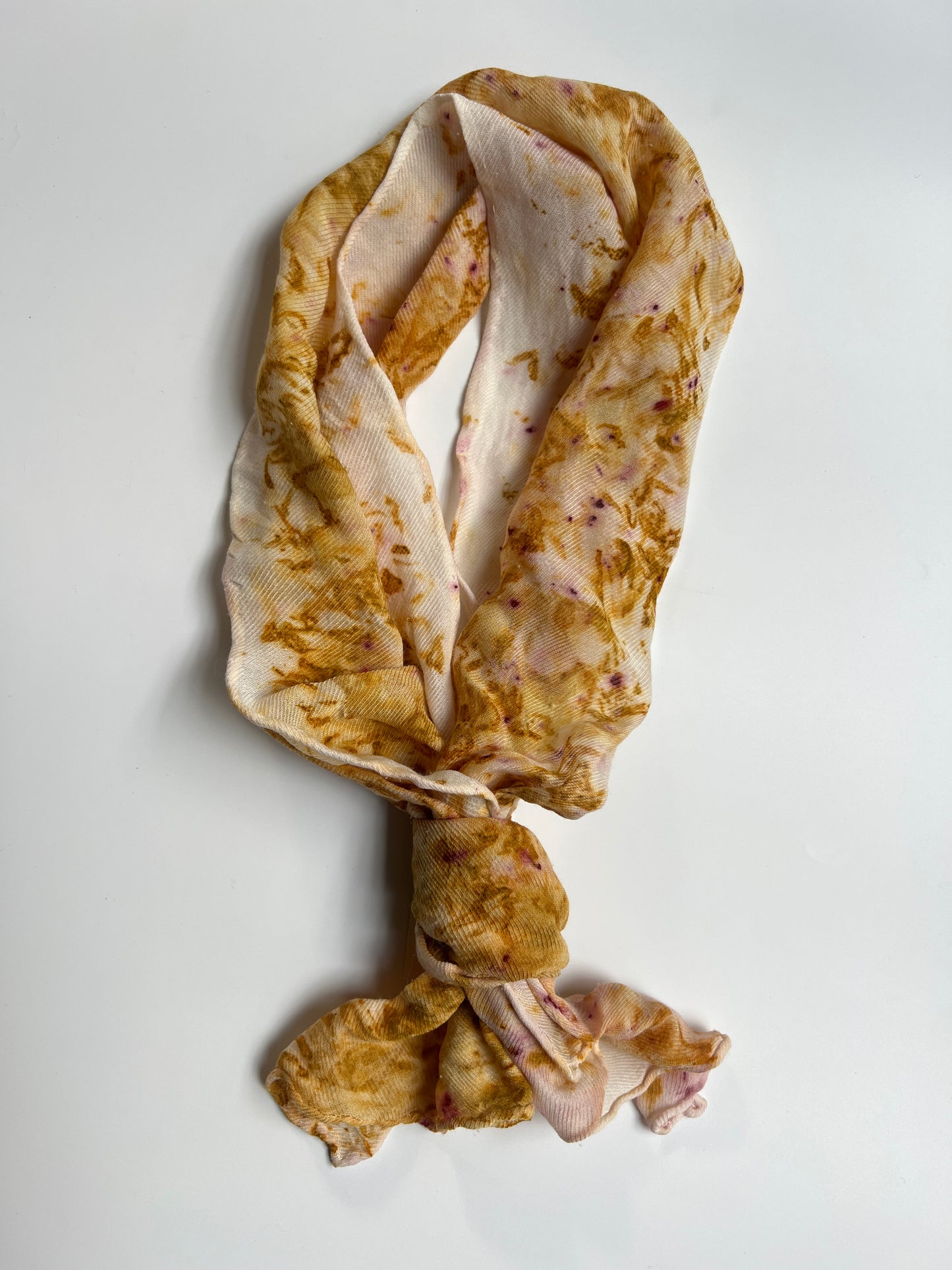 Marigold + Cochineal + Onion Skins Silk Wool Scarf