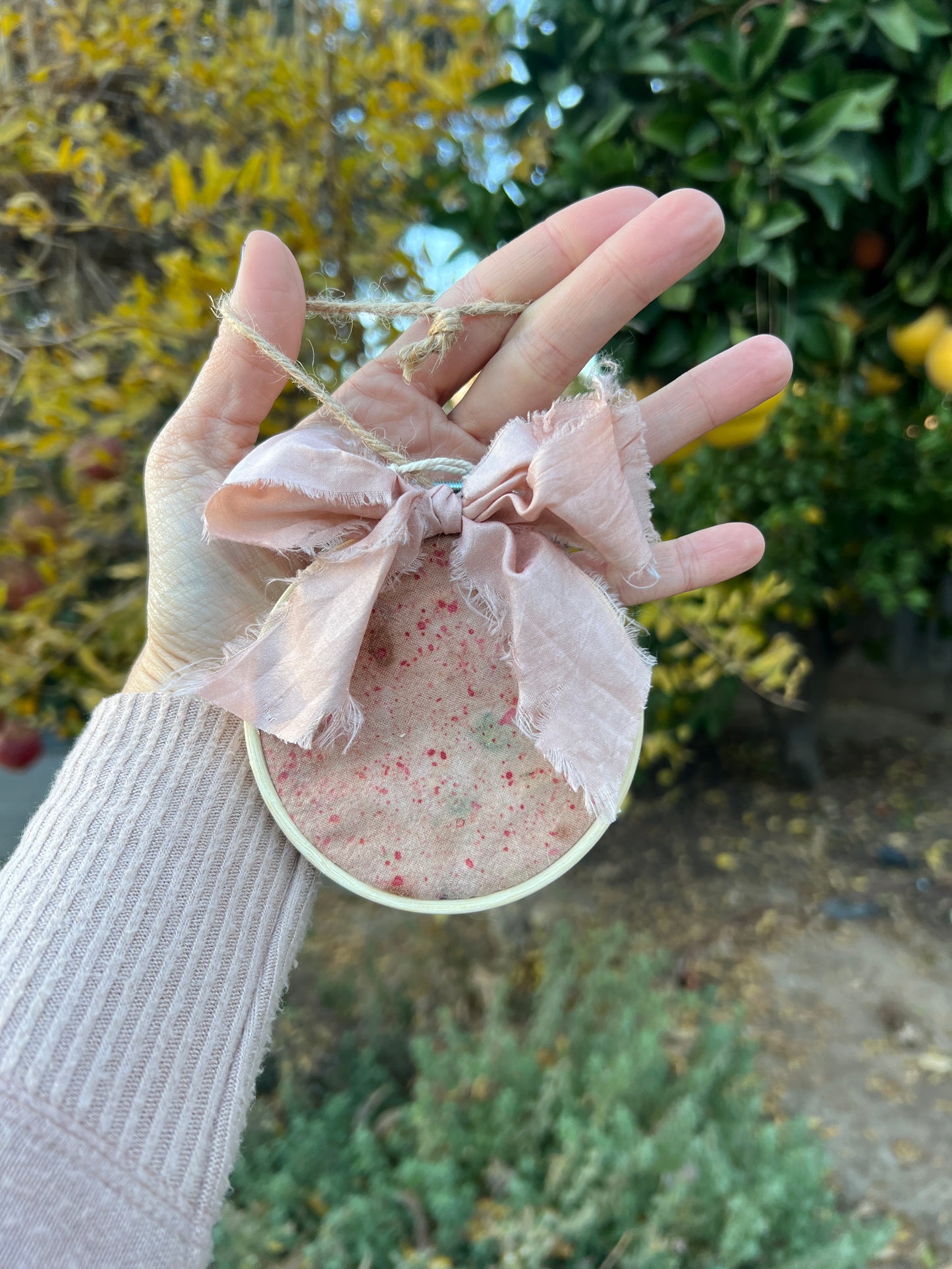 Pink Naturally Dyed Circle Ornament