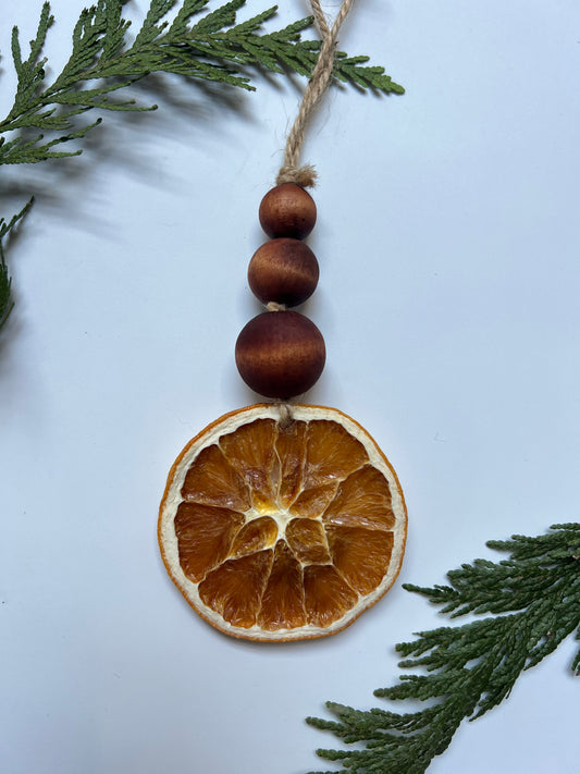 Avocado Wood Bead + Dried Orange Ornament