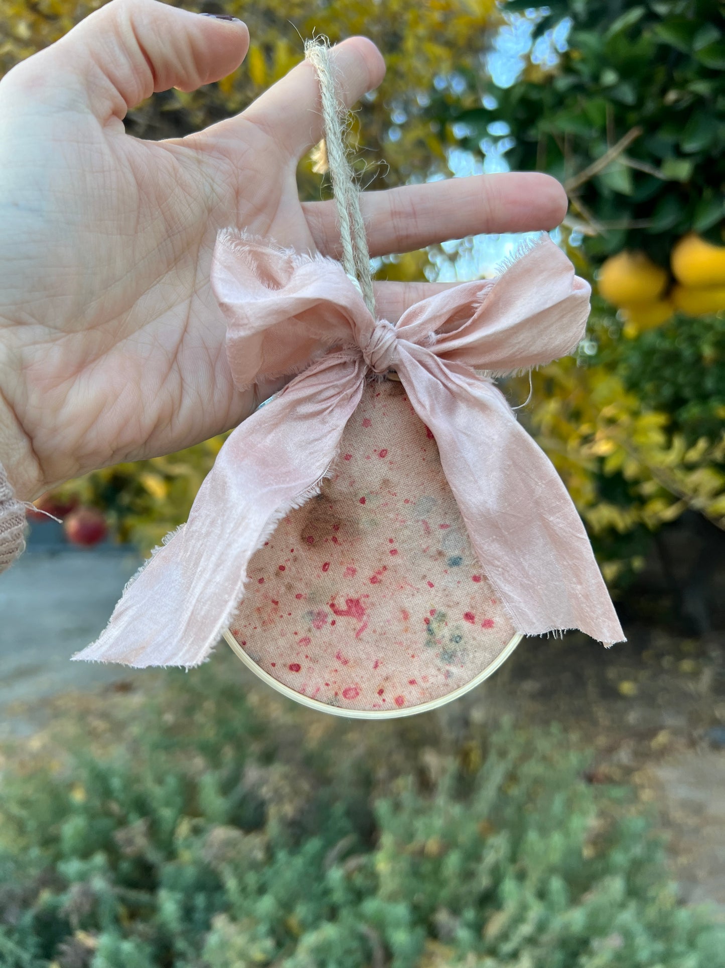 Pink Naturally Dyed Circle Ornament