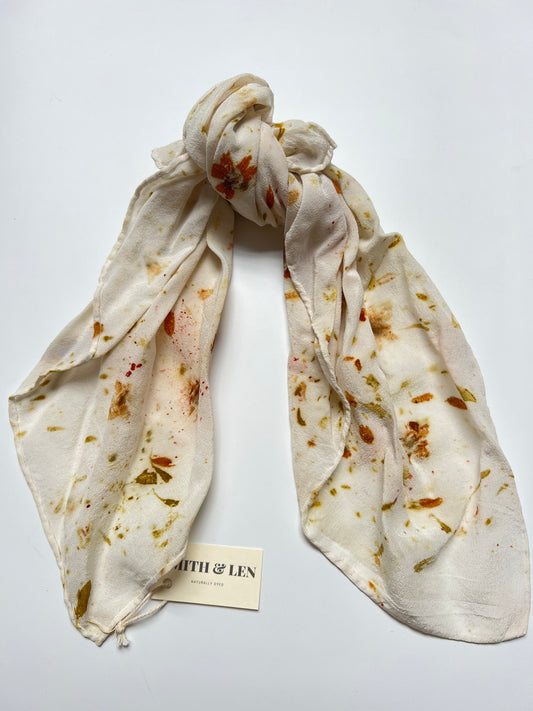 Coreopsis, Marigold, + Madder Silk Scarf