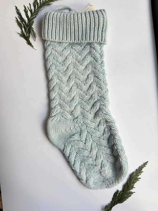 Indigo Cable Knit Christmas Stocking