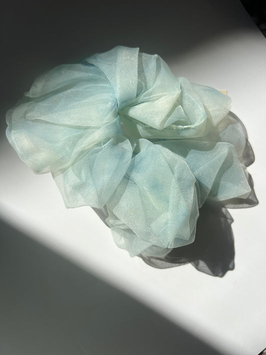 Oversized Indigo Tulle Scrunchie