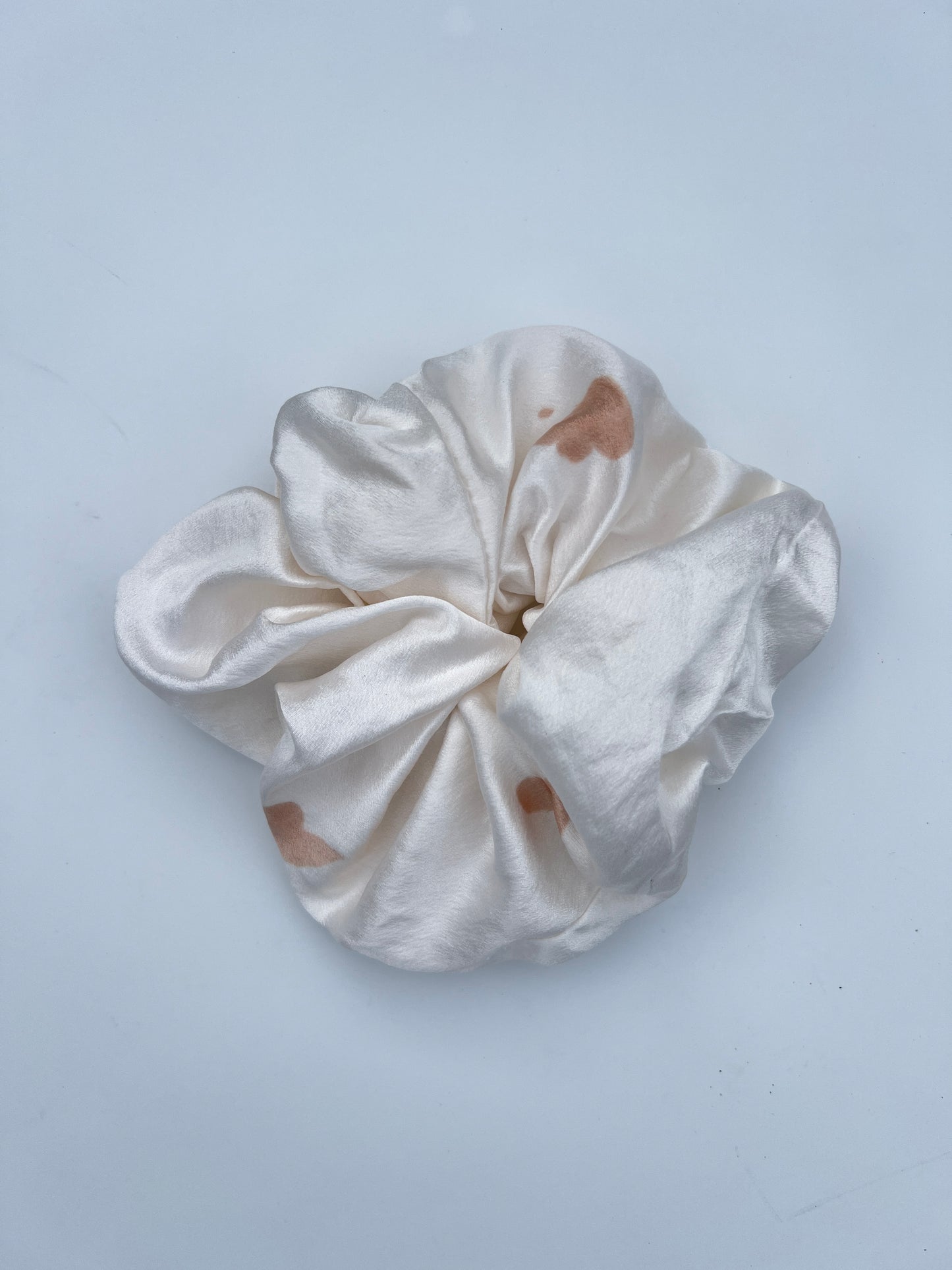 Oversized Hand Painted Hearts Mulberry Silk Scrunchie