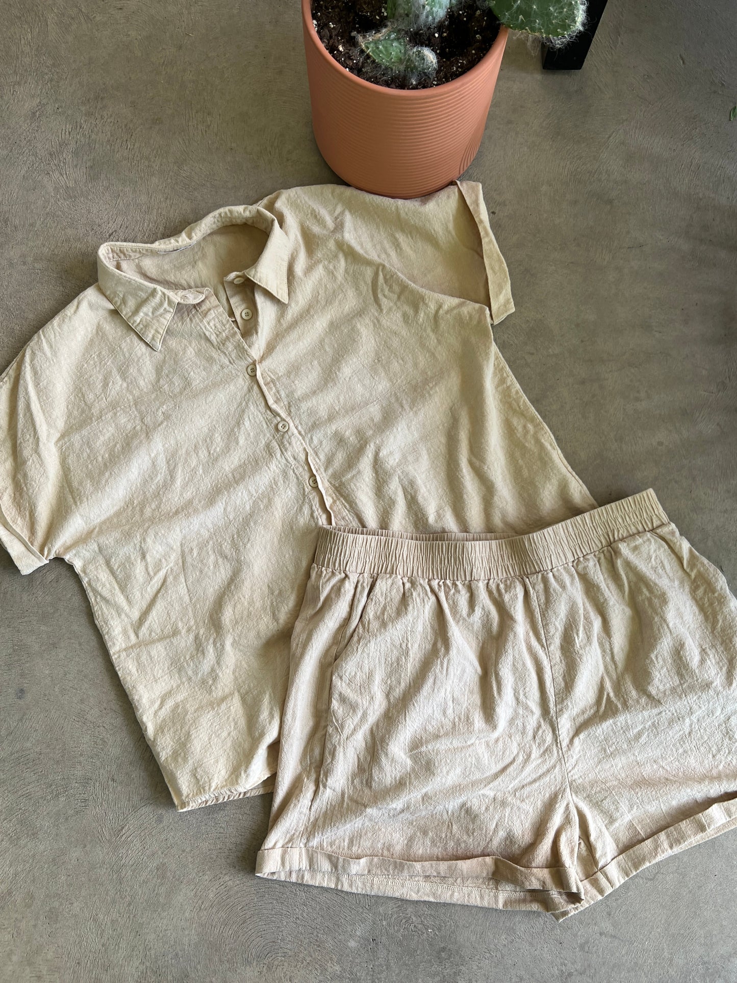 Coffee & Tea Dyed Cotton/Linen Set